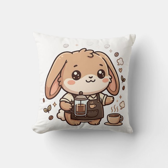 Coussin décoratif Barista Lapin Mignon (Recto)