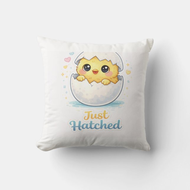 Coussin décoratif bébé mignon tout juste éclos (Recto)