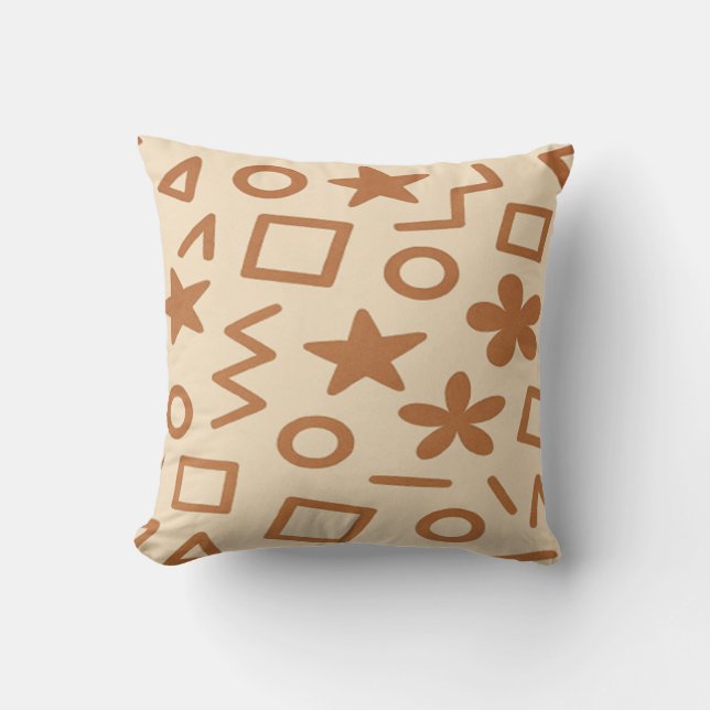 Coussin décoratif beige et brun rougeâtre (Recto)