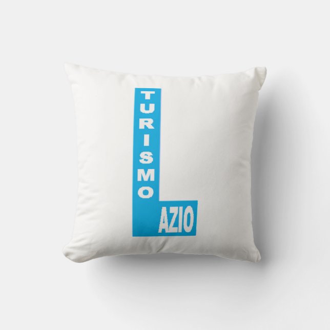 Coussin décoratif blanc  DESIGN  LAZIO  TURISMO (Recto)
