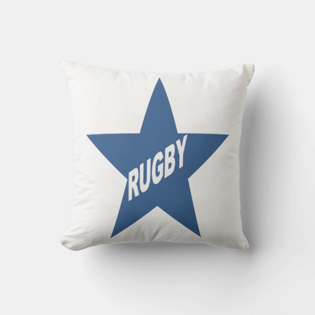 Coussin décoratif blanc  ETOILE  RUGBY  (Recto)