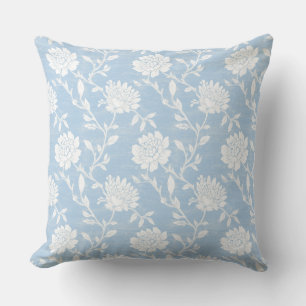 Coussin décoratif bleu clair en chinoiserie