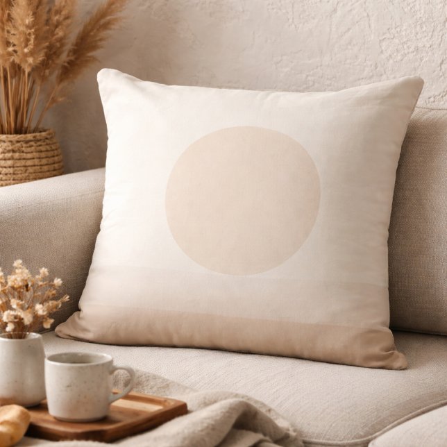 Coussin décoratif Blush Taupe Sun Glow (Blush taupe sun circle accent for refined neutral living spaces)