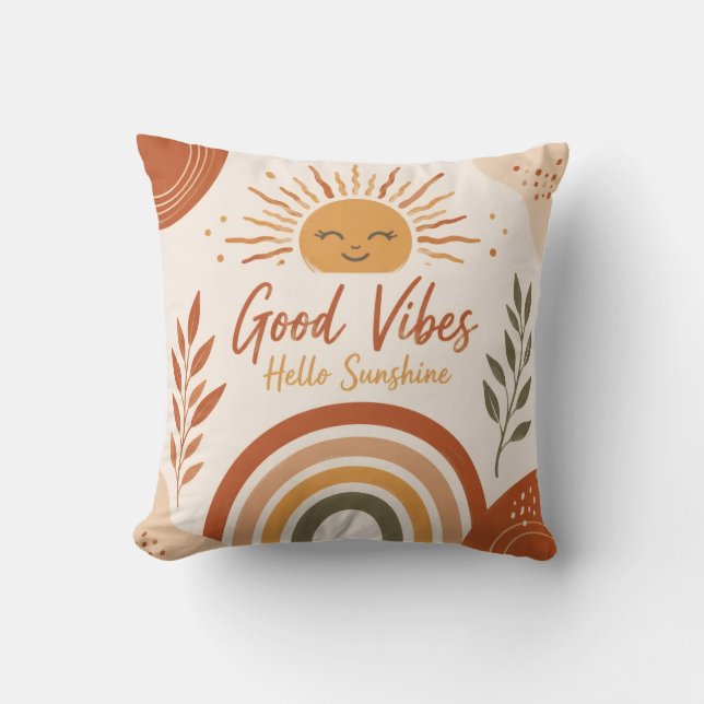 Coussin décoratif Boho Good Vibes Hello Sunshine  (Recto)