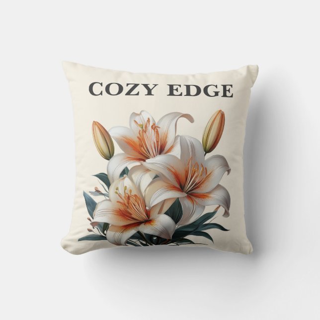 Coussin Décoratif botanique de lys minimal moderne  (Recto)