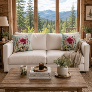 Coussin décoratif botanique Fleur sauvage
