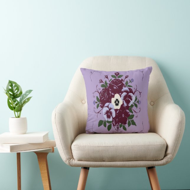Coussin décoratif - Bouquet de Violettes (Chaise)