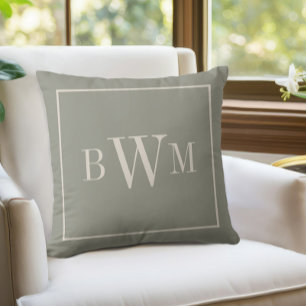 Coussin Décoratif Brodé de Lettres Initiales Vert Éternel 