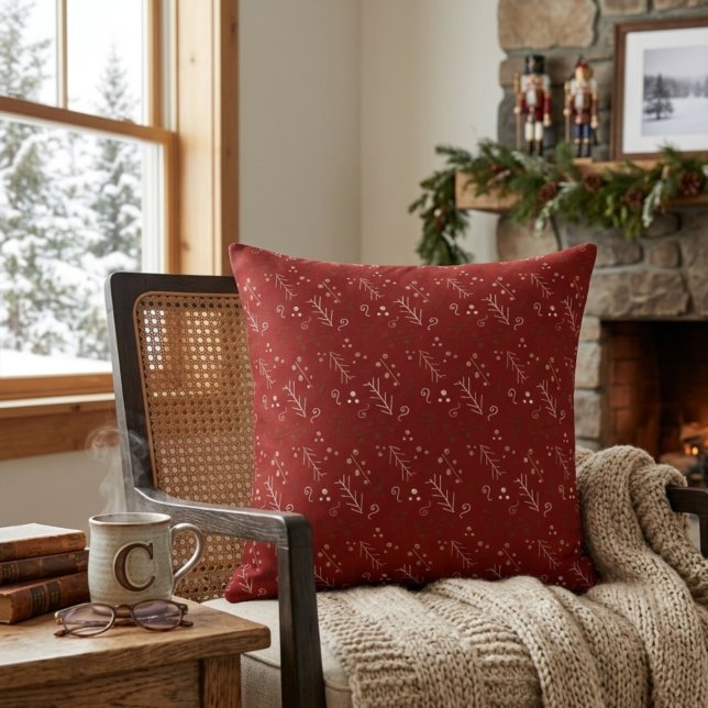 Coussin décoratif Burgundy Whimsy Doodle (Créateur téléchargé)