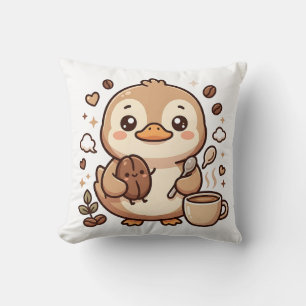 Coussin décoratif Café Canard Mignon Kawaii