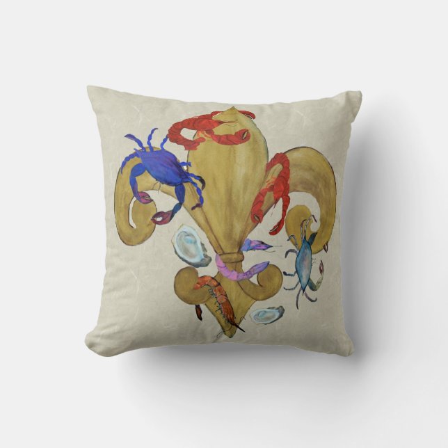 Coussin décoratif Cajun Fleur de lis issu de l'art (Recto)