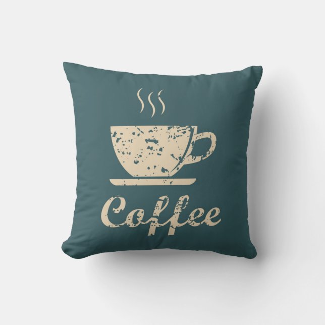 Coussin décoratif Chambray Blue Coffee (Recto)