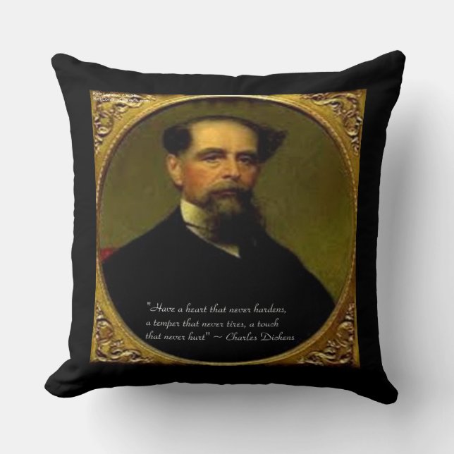 Coussin décoratif Charles Dickens & Citation Coton (Recto)