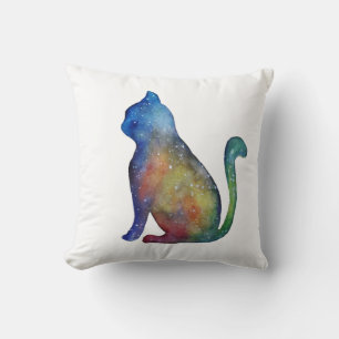 Coussin décoratif chat à l'aquarelle