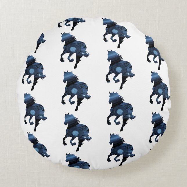 Coussin décoratif Cheval  Bleu Art (Devant)