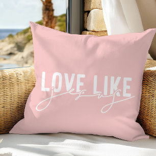 Coussin décoratif citation de foi rose pâle Jésus