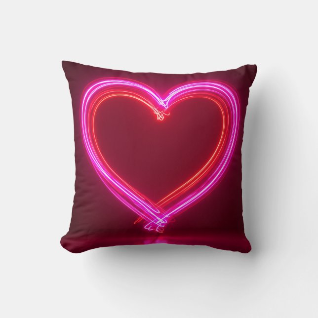 Coussin décoratif cœur abstrait rose vibrant 40x40 (Recto)