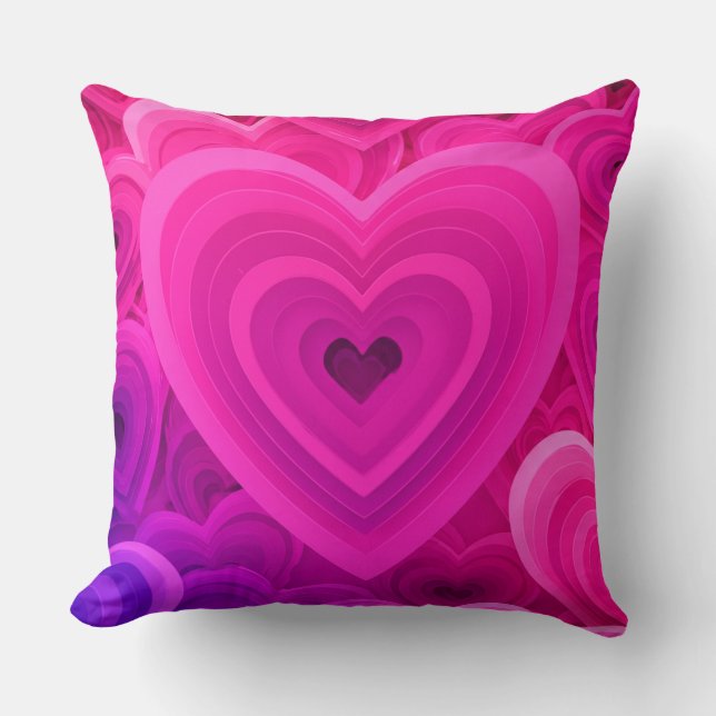 Coussin décoratif Cœur Abstrait Rose Vibrant – Mod (Recto)