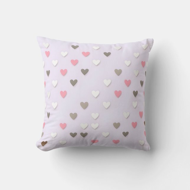 Coussin Décoratif Cœur Pastel Rose et Beige (Recto)