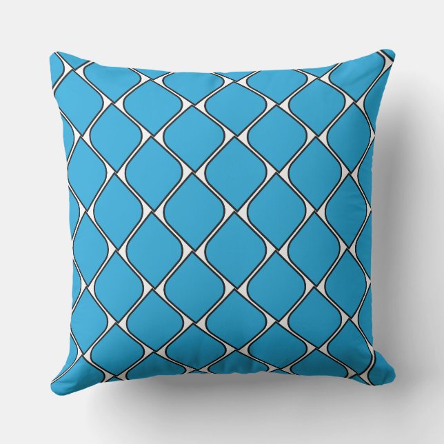 coussin décoratif cœur rayures bleues (Verso)