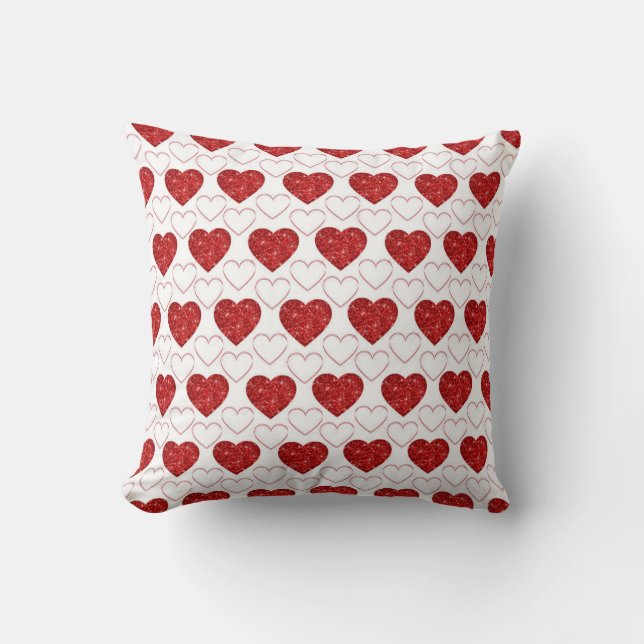 Coussin décoratif coeurs pailletés rouges pour la  (Recto)