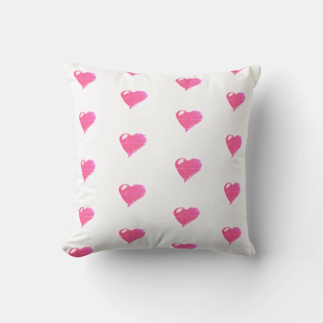 Coussin décoratif coeurs roses 41 x 41 cm (Recto)