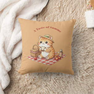 Coussin décoratif Cottagecore avec un chat roux co