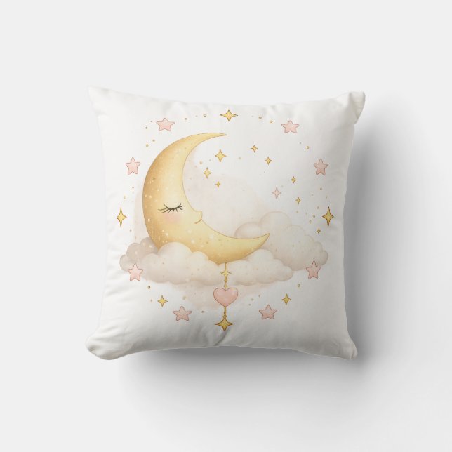 Coussin décoratif Croissant de Lune & Nuages Rêveu (Recto)