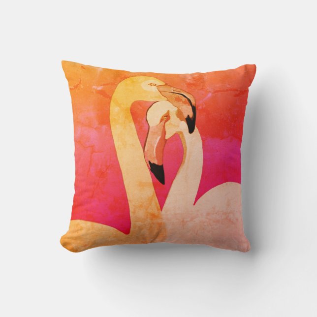Coussin décoratif d'art flamants roses , Flamant r (Recto)