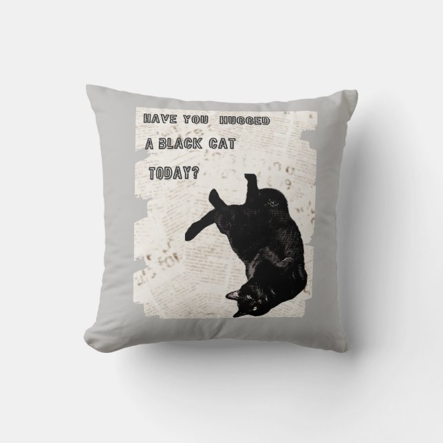 Coussin décoratif de chat noir (Recto)