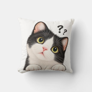 Coussin décoratif de chat smoking mignon et curieu