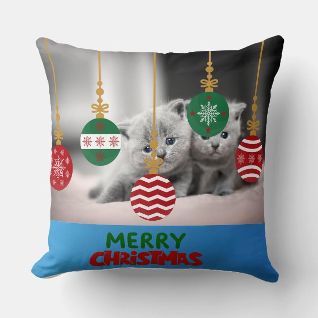Coussin décoratif de chats de Noël mignons (Recto)