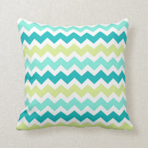 Coussin décoratif de Chevron de chaux turquoise