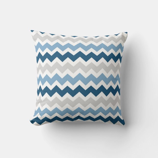 Coussin décoratif de Chevron de gris bleu (Recto)