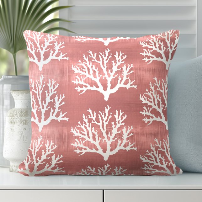 Coussin décoratif de corail de mer | Style côtier (Créateur téléchargé)