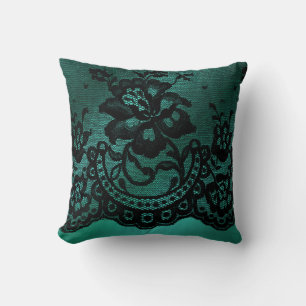 Coussin décoratif de dentelle de vert de jade