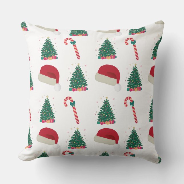Coussin décoratif de joie de Noël – Chapeau de Pèr (Recto)