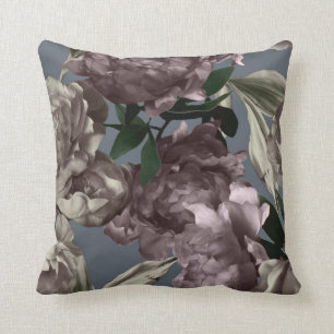 Coussin décoratif de mélange floral de prune