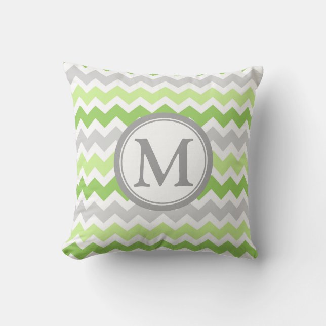 Coussin décoratif de monogramme gris de Chevron de (Recto)