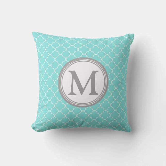 Coussin décoratif de monogramme gris de Quatrefoil (Recto)