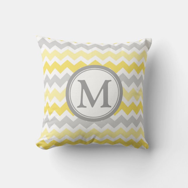 Coussin décoratif de monogramme gris jaune de (Recto)