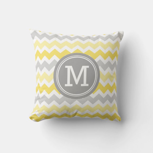 Coussin décoratif de monogramme gris jaune de (Recto)