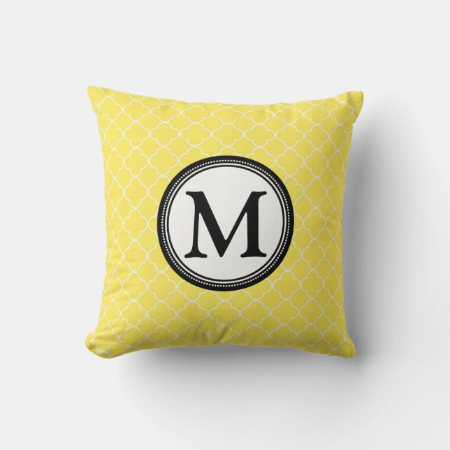 Coussin décoratif de monogramme noir jaune de (Recto)