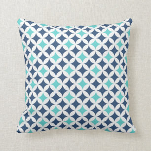 Coussin décoratif de motif géométrique bleu
