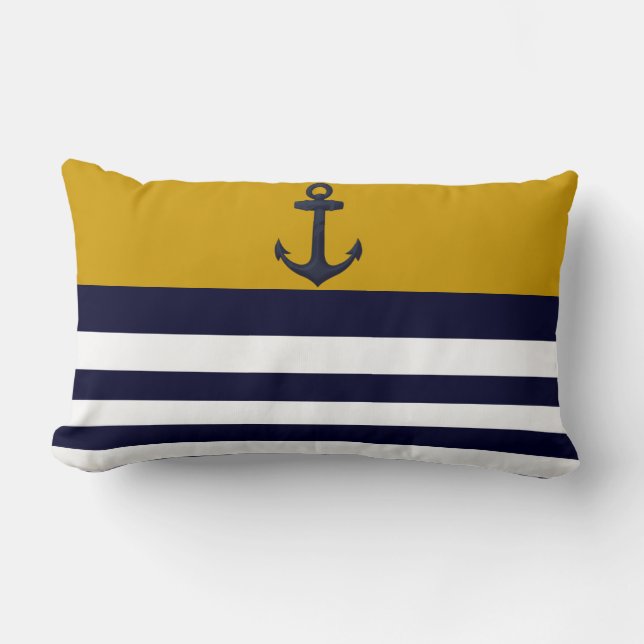 Coussin décoratif de rayures nautiques d'Ancre de (Recto)