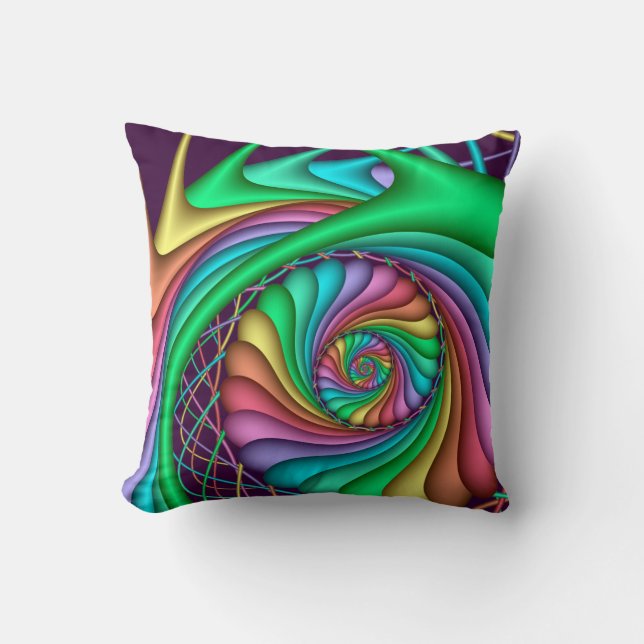 Coussin décoratif de spirale d'arc-en-ciel (Recto)
