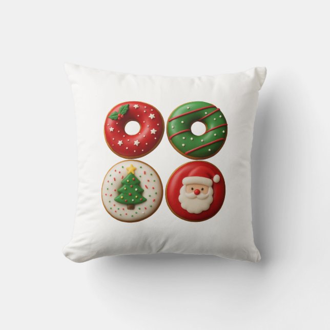 Coussin décoratif - Donuts de Noël festifs (Recto)