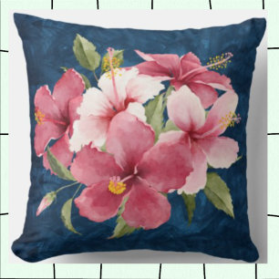 Coussin Décoratif élégant floral marine bleu féminin migno