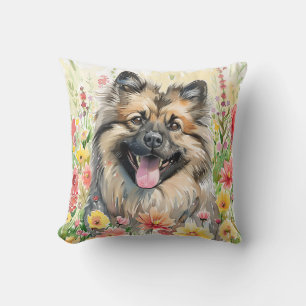 Coussin décoratif en aquarelle Keeshond