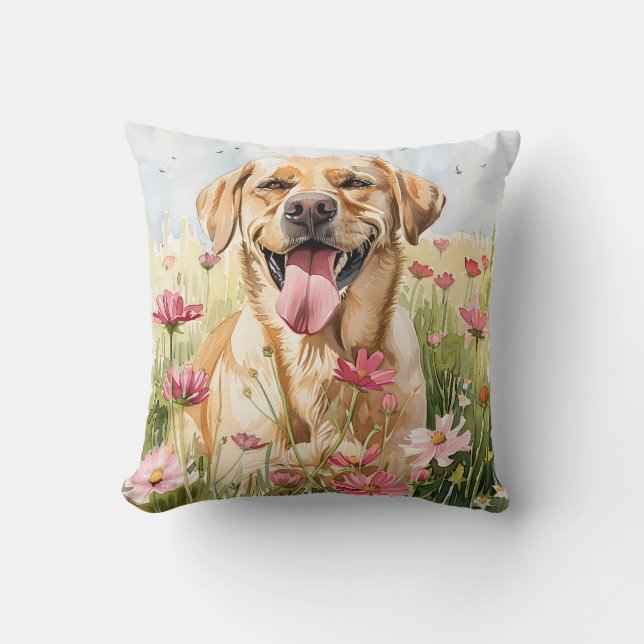 Coussin décoratif en aquarelle Labrador Retriever (Recto)
